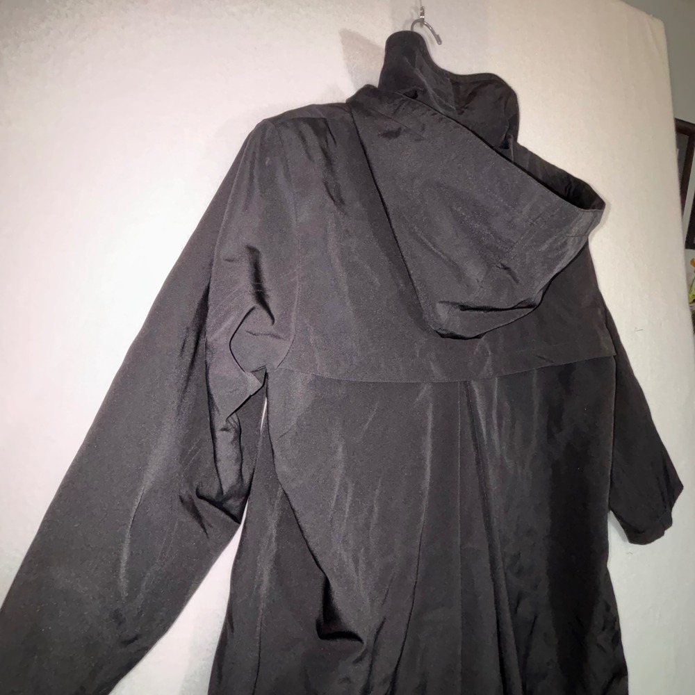 Gallery Black Hooded Lightweight Trench Coat Rain Jacket Women's Size Small - Picture 6 of 6